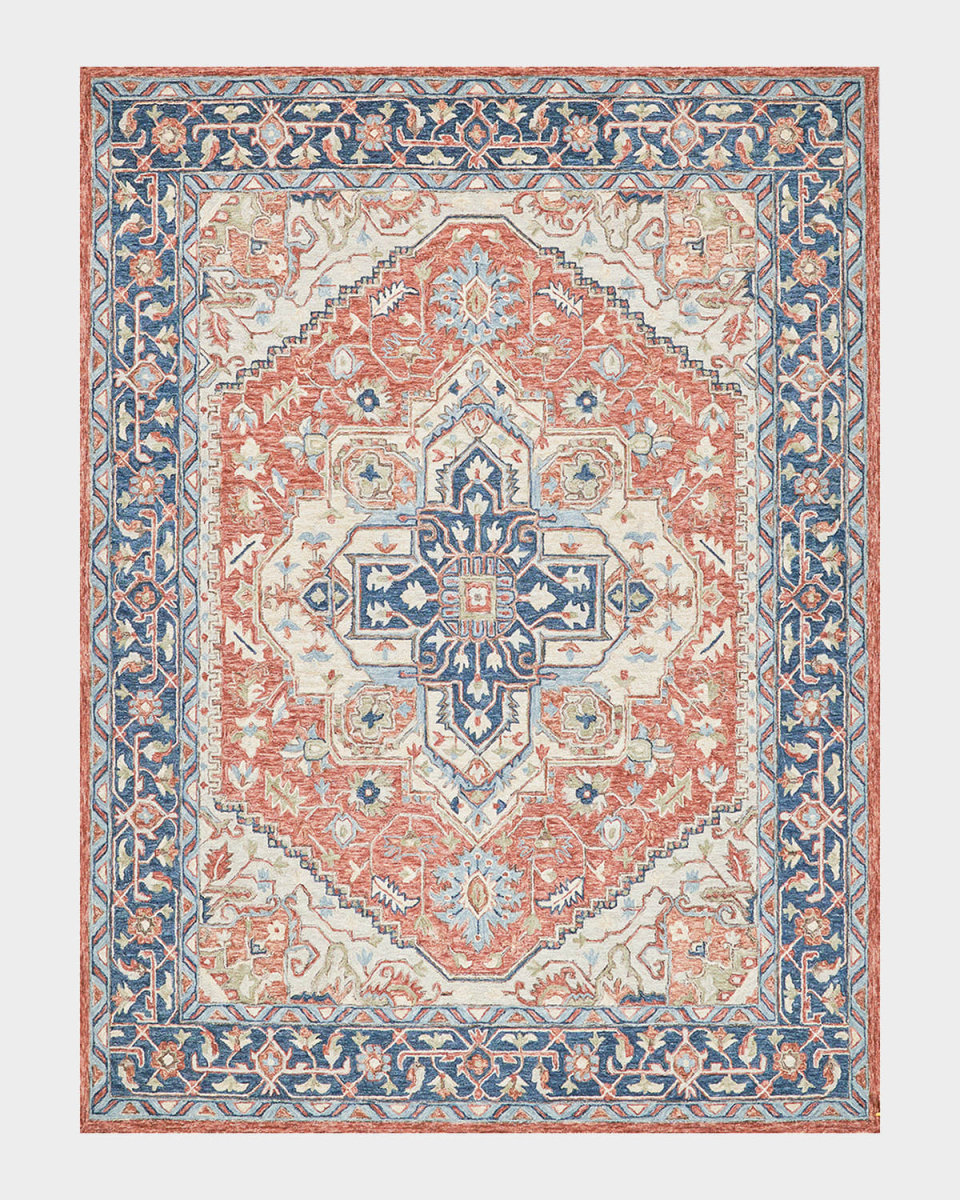 Richmond Serapi Hand-Tufted Red/Blue Rug, 5' x 8'